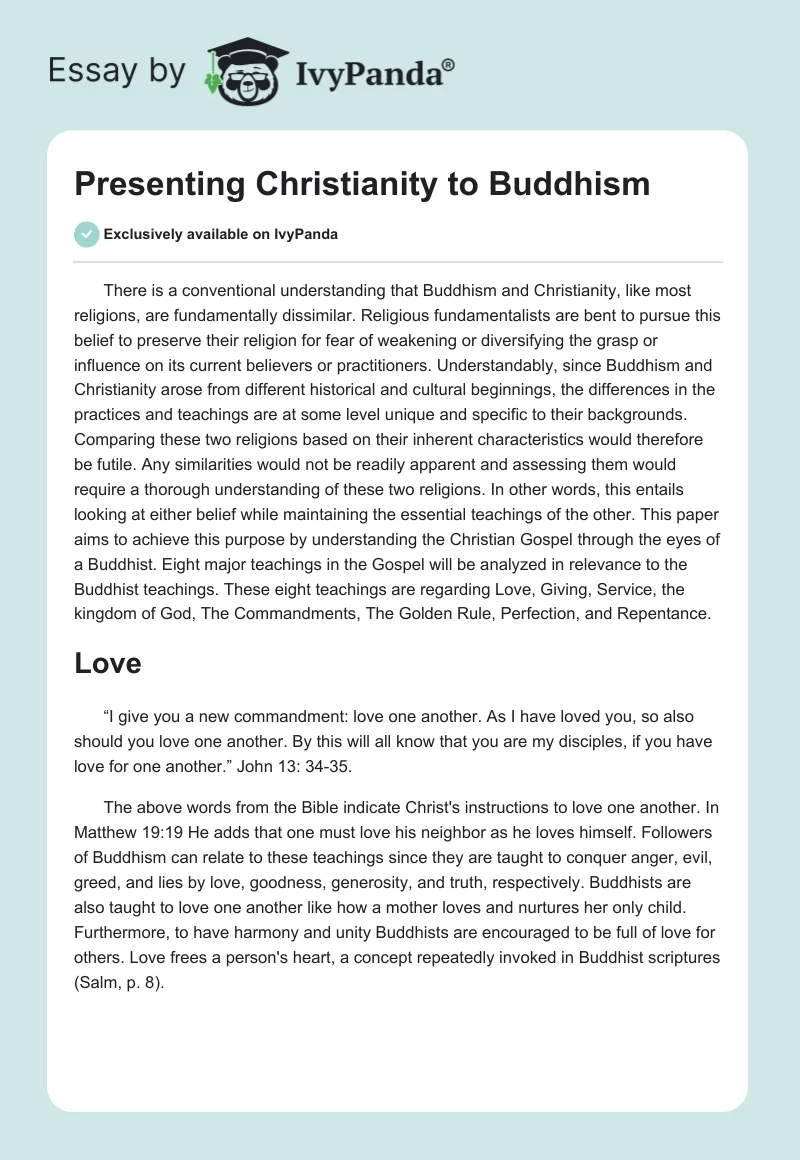 Presenting Christianity to Buddhism. Page 1