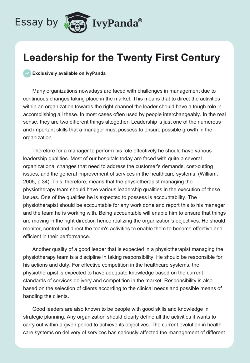 Leadership for the Twenty First Century. Page 1