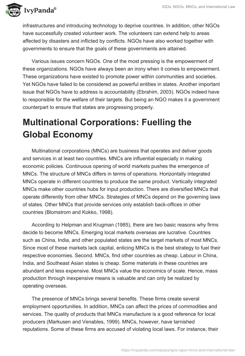 IGOs, NGOs, MNCs, and International Law. Page 3