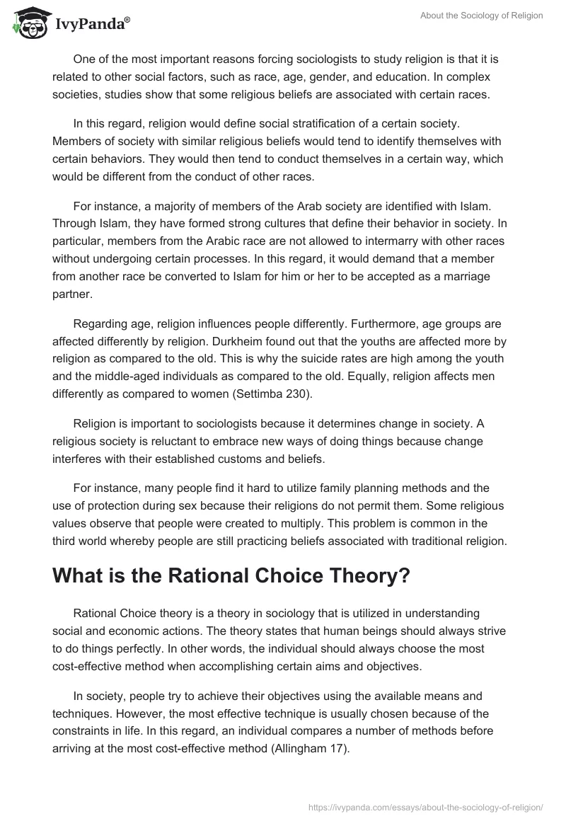 About the Sociology of Religion. Page 3