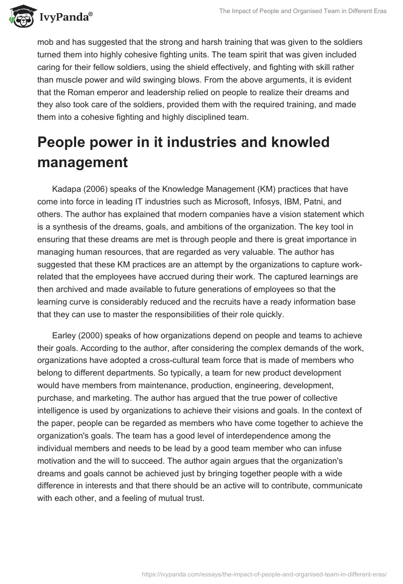 The Impact of People and Organised Team in Different Eras. Page 3