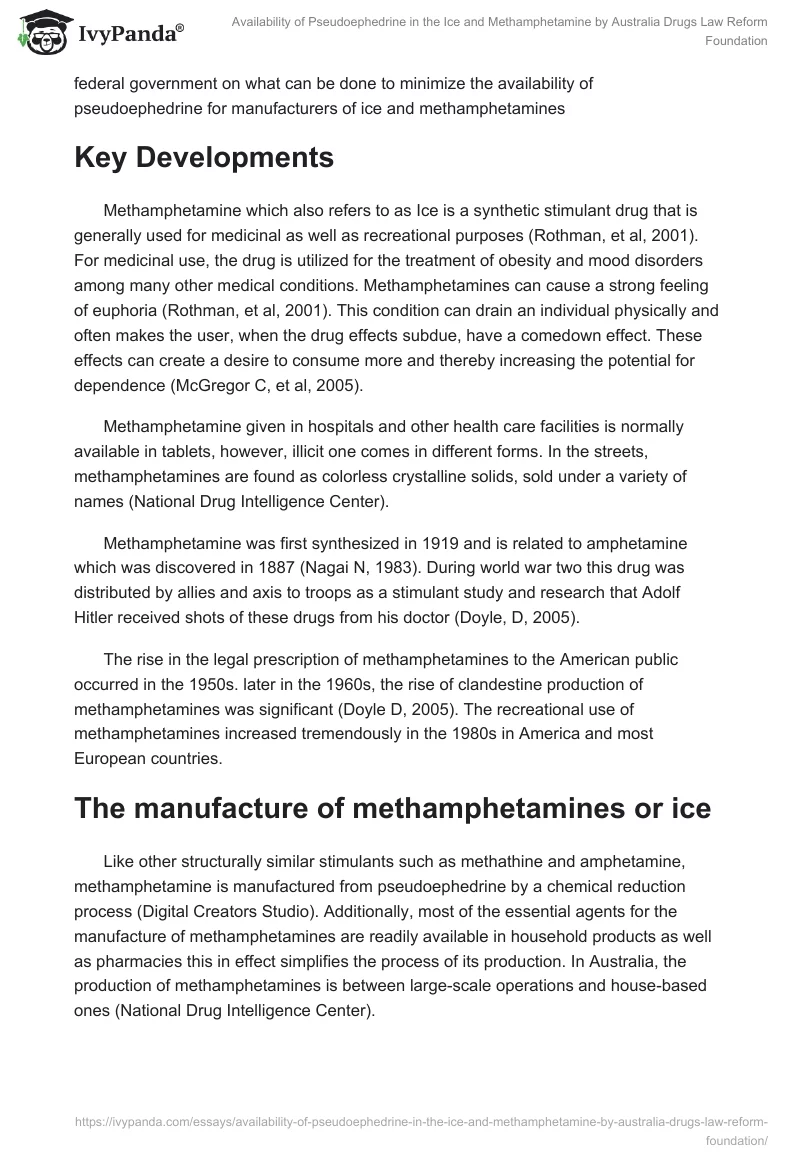Availability of Pseudoephedrine in the Ice and Methamphetamine by Australia Drugs Law Reform Foundation. Page 2