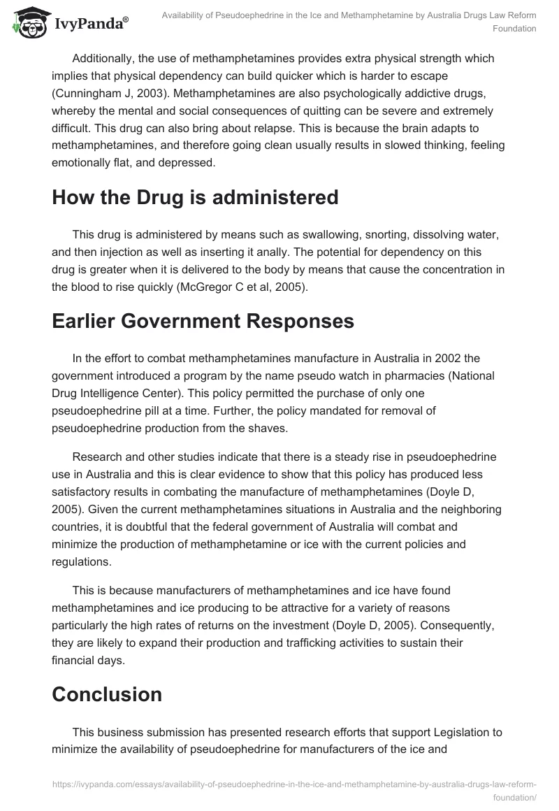 Availability of Pseudoephedrine in the Ice and Methamphetamine by Australia Drugs Law Reform Foundation. Page 4