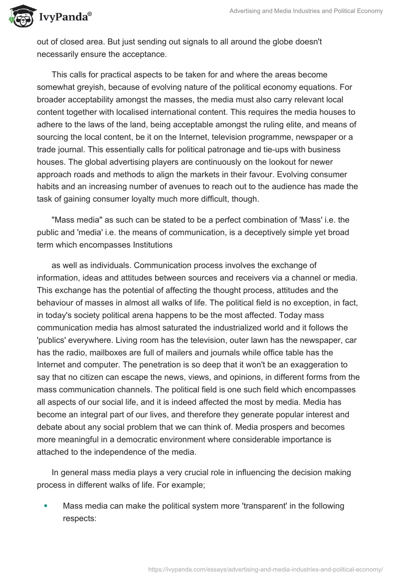 Advertising and Media Industries and Political Economy. Page 3
