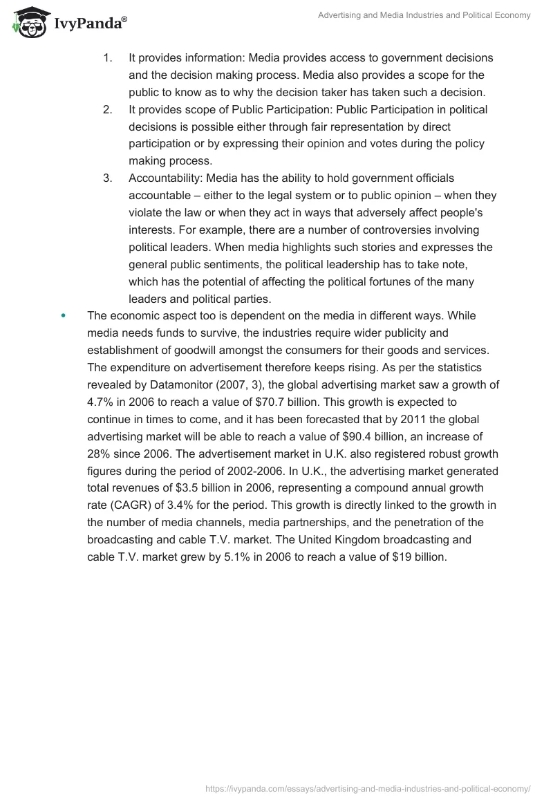 Advertising and Media Industries and Political Economy. Page 4