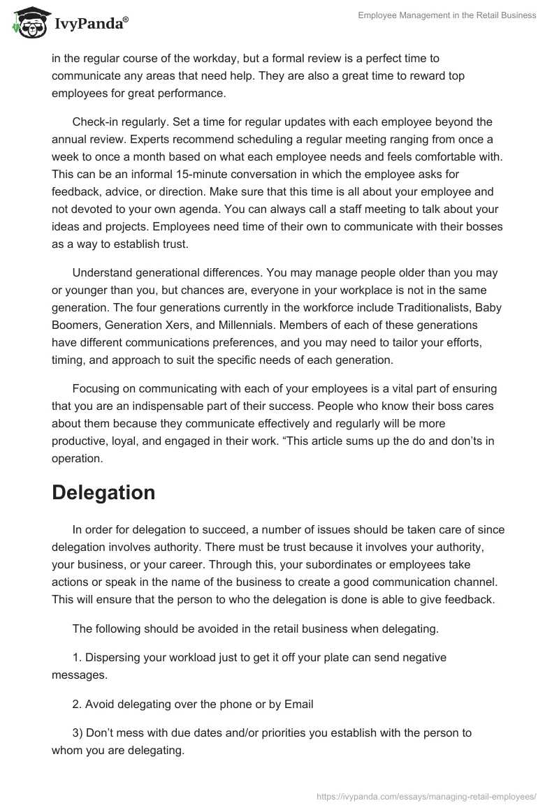 Employee Management in the Retail Business. Page 3