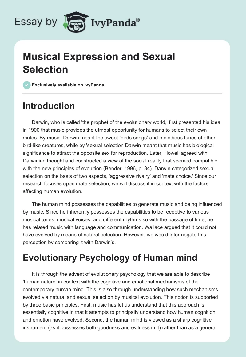 Musical Expression and Sexual Selection. Page 1