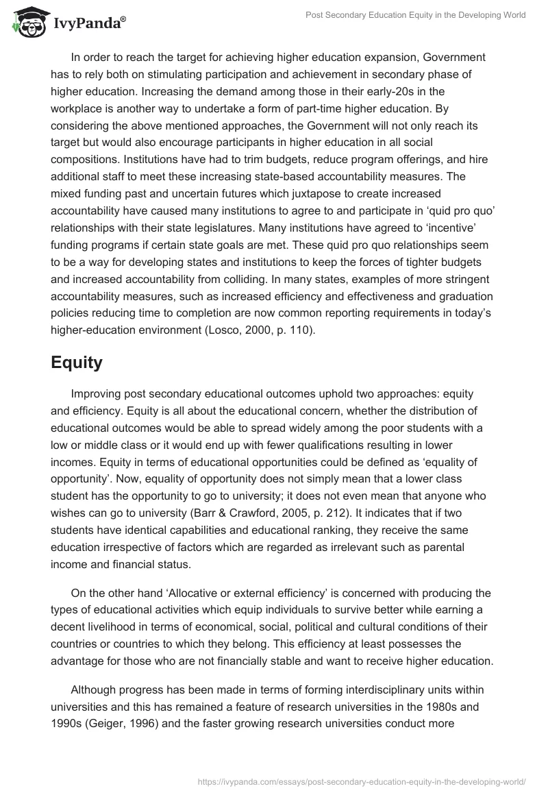 Post Secondary Education Equity in the Developing World. Page 4