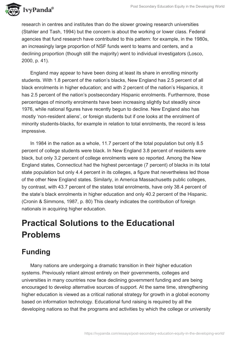 Post Secondary Education Equity in the Developing World. Page 5