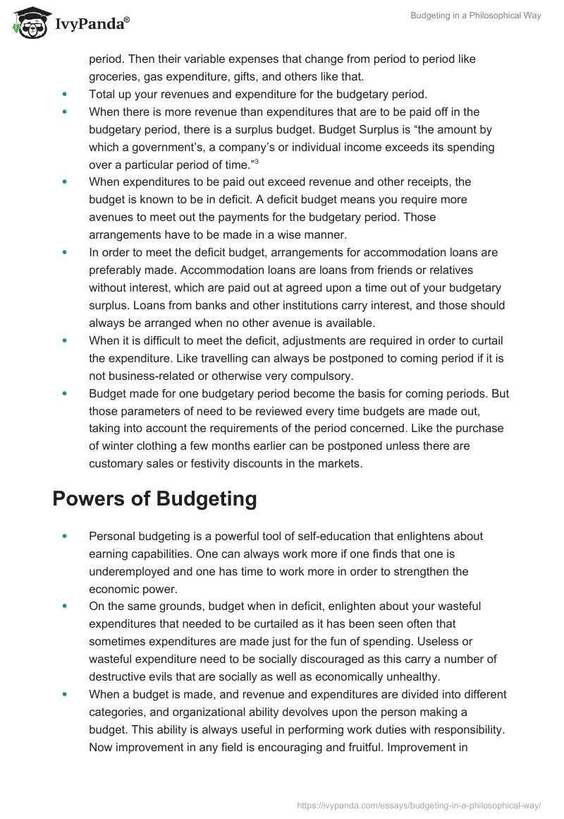Budgeting in a Philosophical Way. Page 3