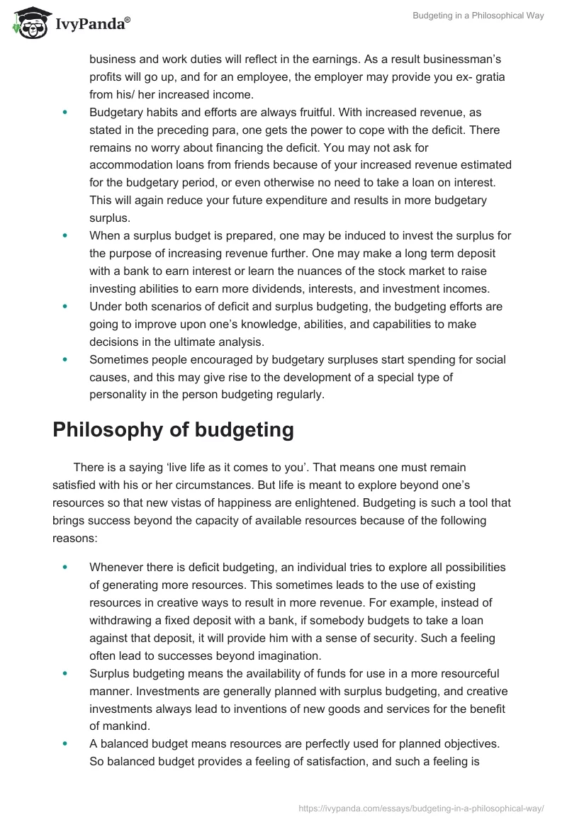 Budgeting in a Philosophical Way. Page 4