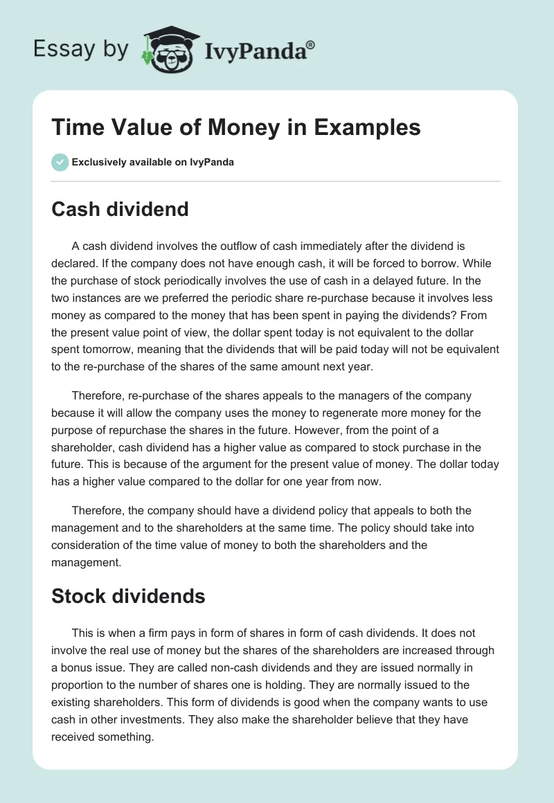 Time Value of Money in Examples. Page 1