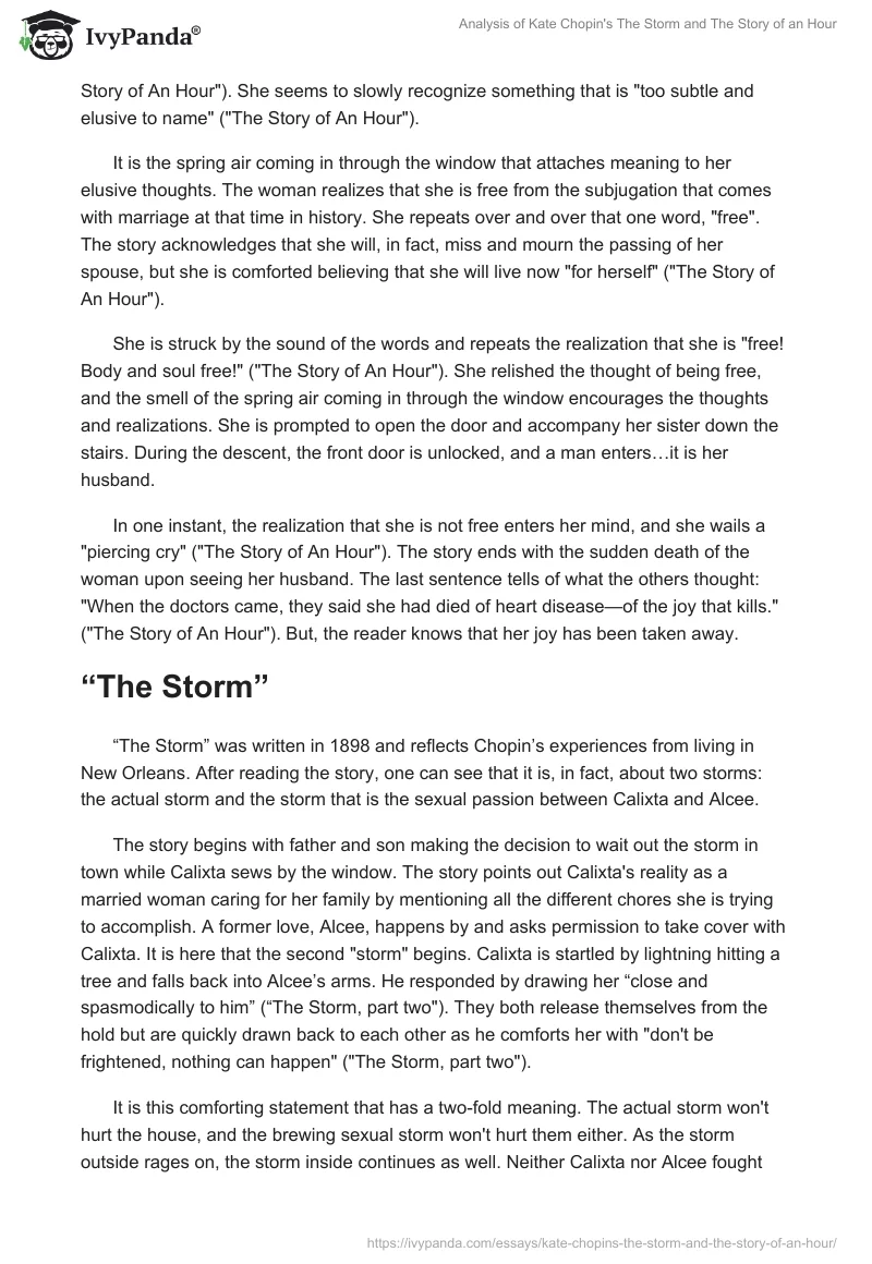 Analysis of Kate Chopin's "The Storm" and "The Story of an Hour". Page 2