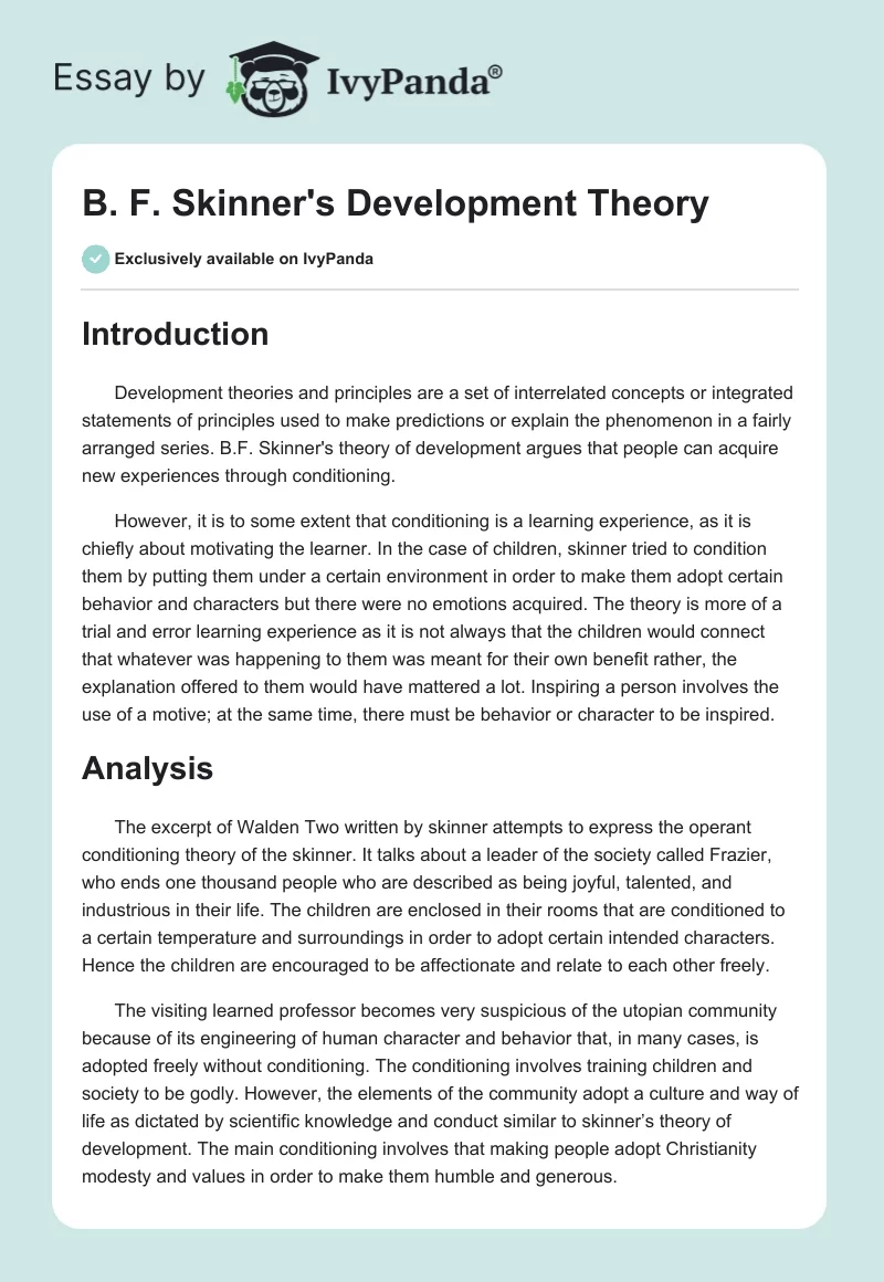 B. F. Skinner's Development Theory. Page 1