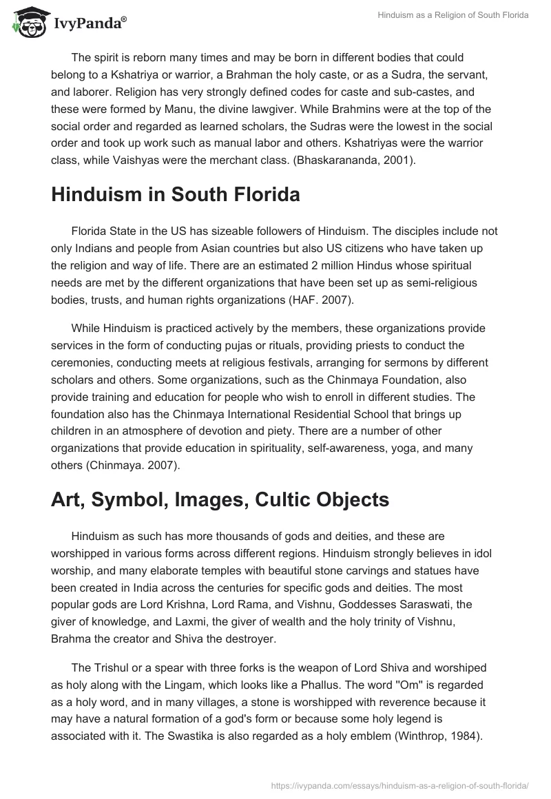 Hinduism as a Religion of South Florida. Page 2