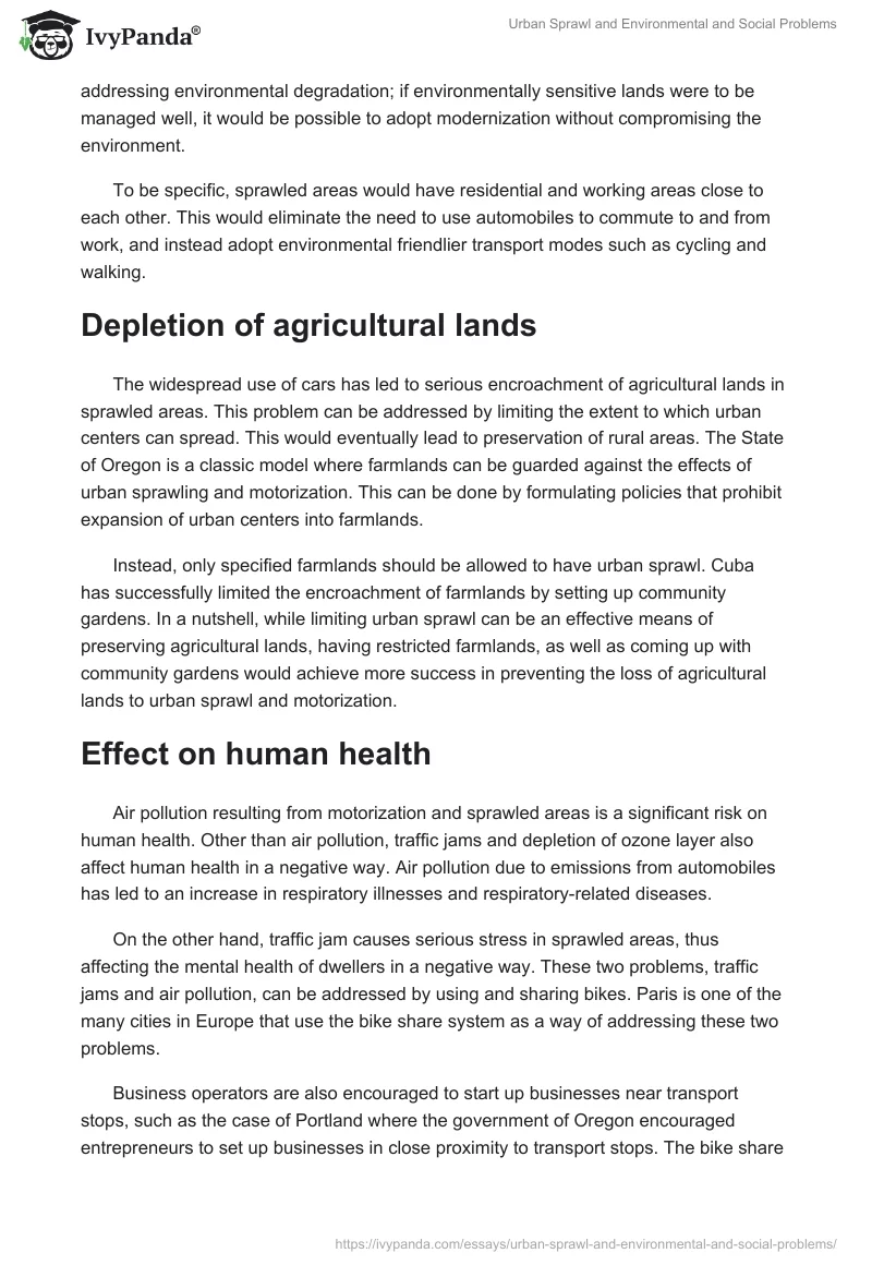 Urban Sprawl and Environmental and Social Problems. Page 2