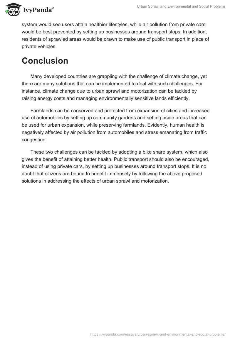 Urban Sprawl and Environmental and Social Problems. Page 3