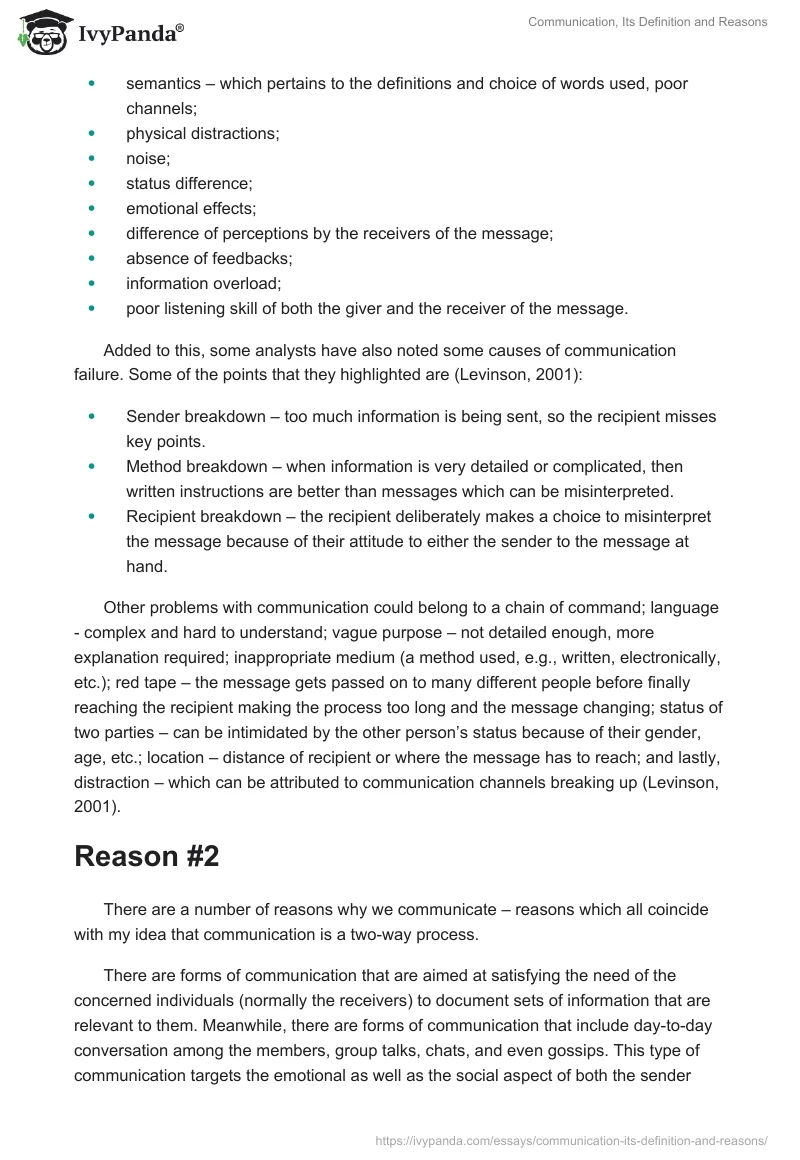 Communication, Its Definition and Reasons. Page 3