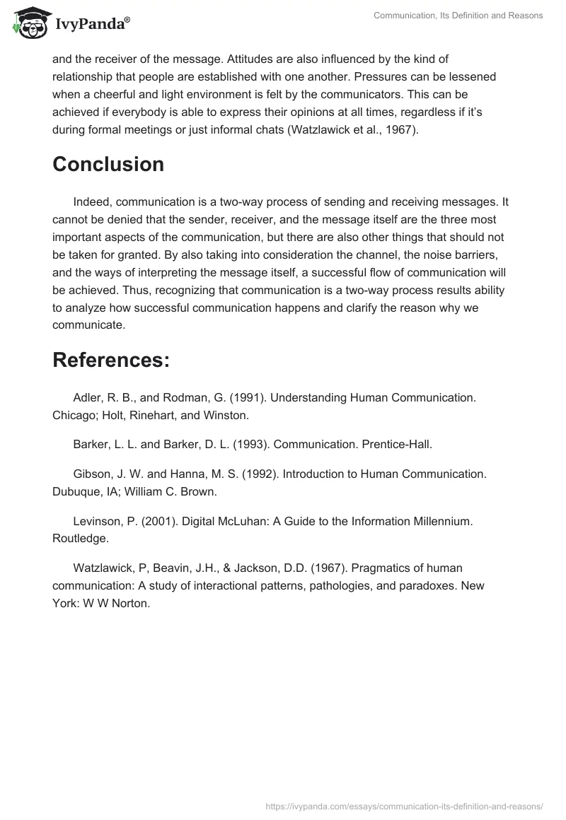 Communication, Its Definition and Reasons. Page 4