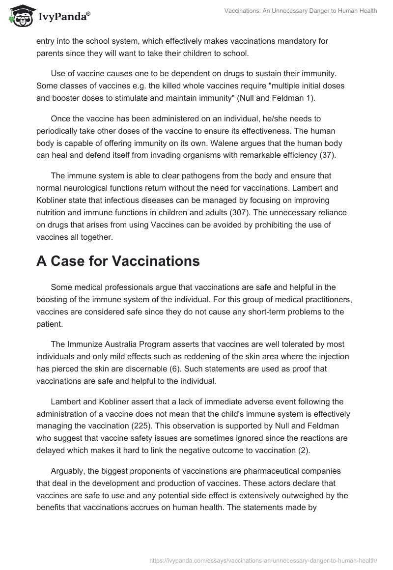Vaccinations: An Unnecessary Danger to Human Health. Page 4