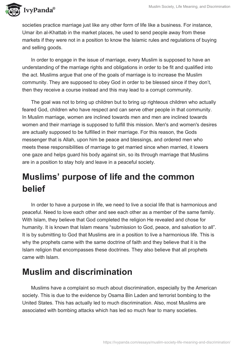 Muslim Society, Life Meaning, and Discrimination. Page 2