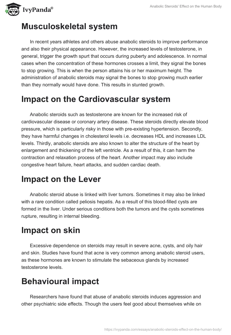 Anabolic Steroids' Effect on the Human Body. Page 2