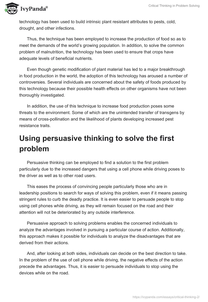 Critical Thinking in Problem Solving. Page 2
