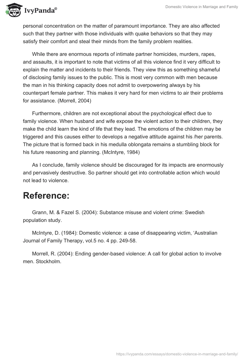 Domestic Violence in Marriage and Family. Page 2