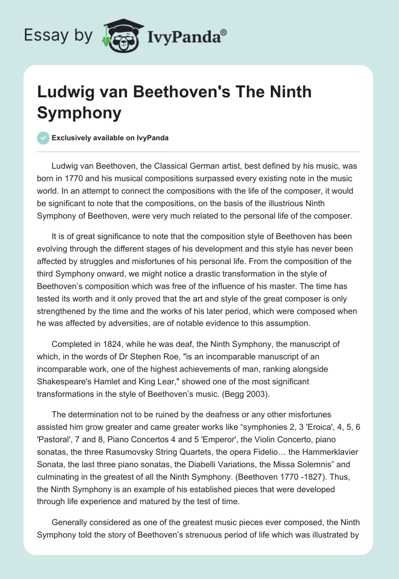 Ludwig van Beethoven's "The Ninth Symphony". Page 1