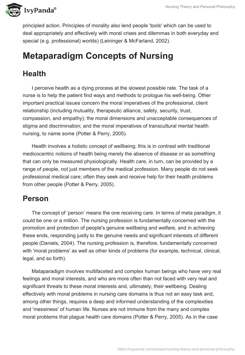 Nursing Theory and Personal Philosophy. Page 3