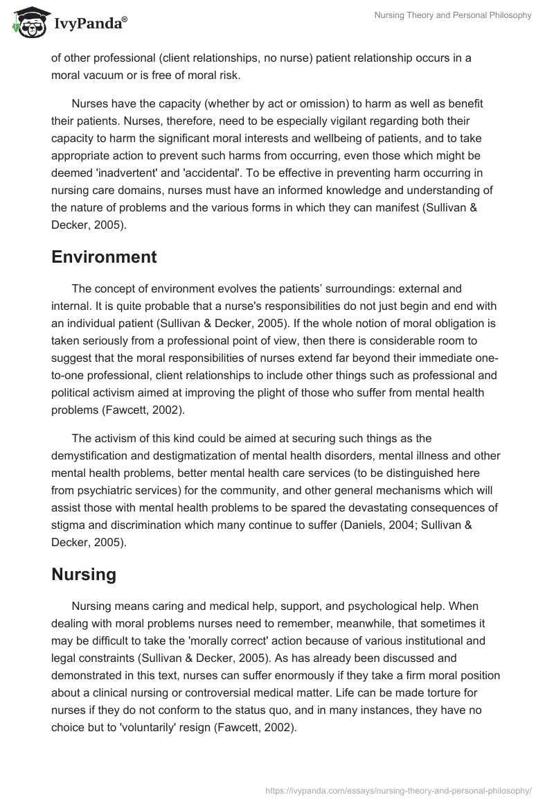 Nursing Theory and Personal Philosophy. Page 4
