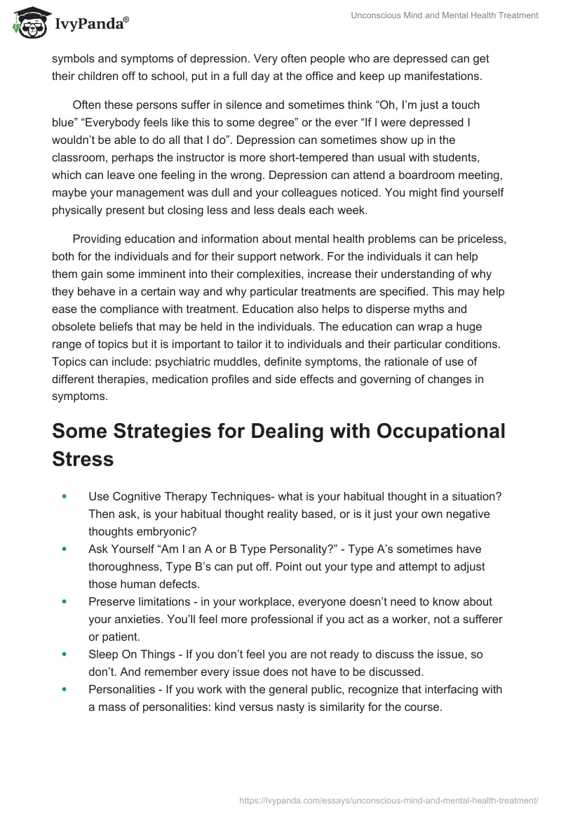 Unconscious Mind and Mental Health Treatment. Page 3