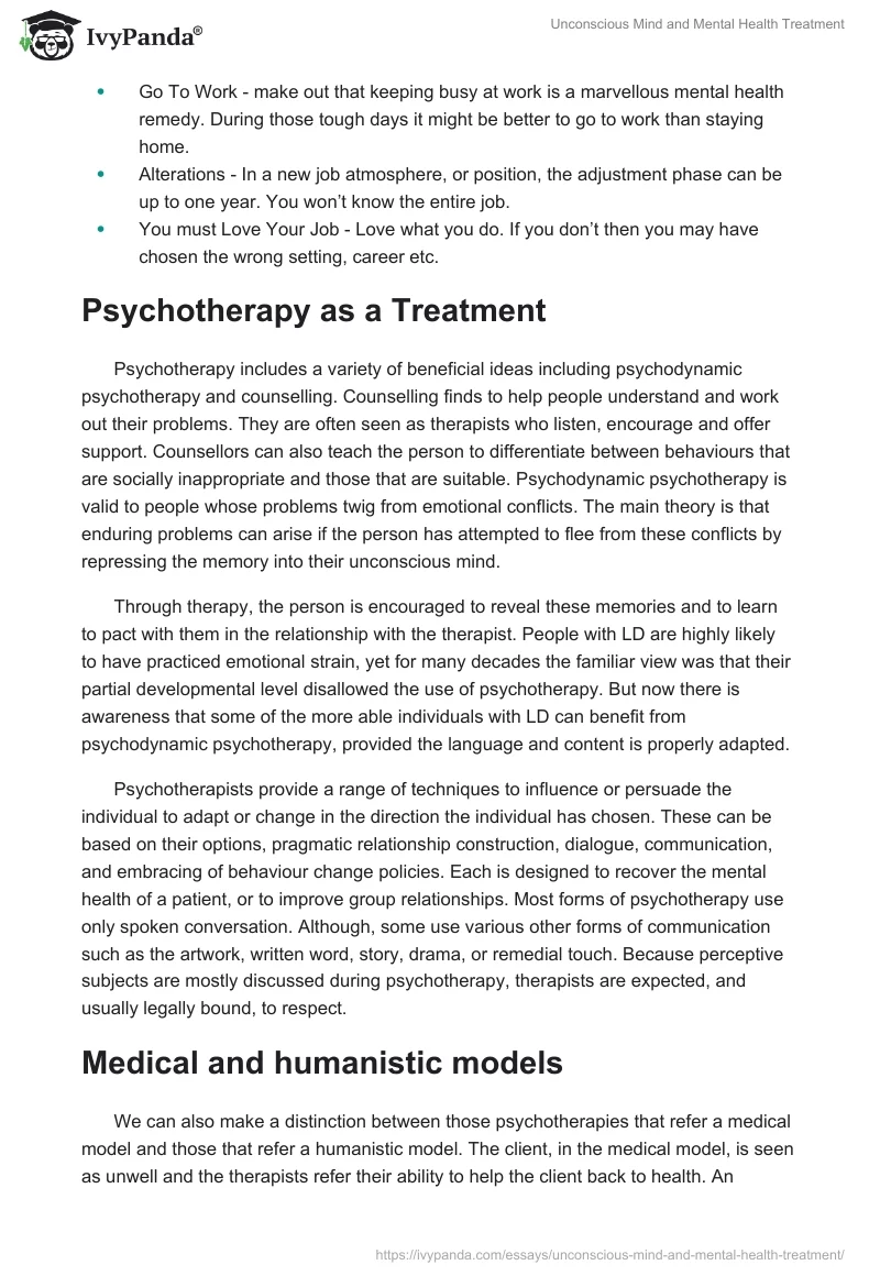 Unconscious Mind and Mental Health Treatment. Page 4