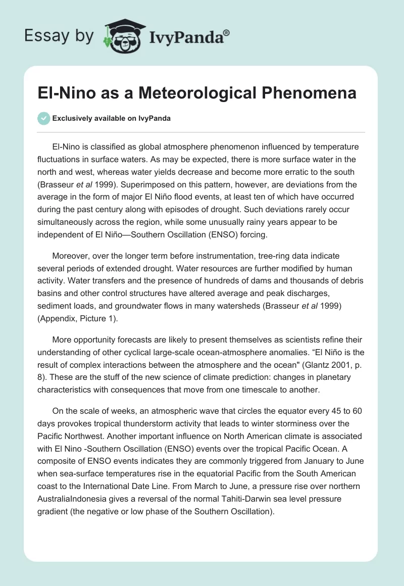 El-Nino as a Meteorological Phenomena. Page 1