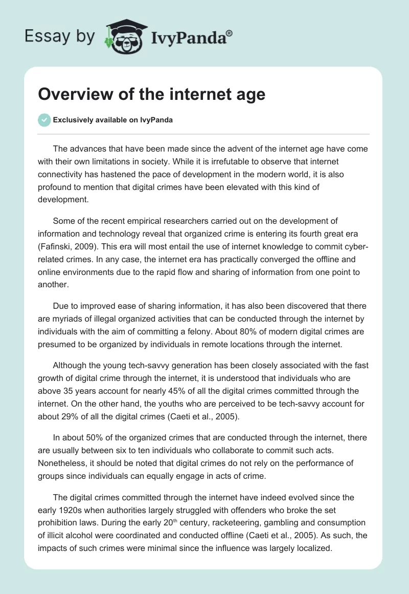 Overview of the Internet Age. Page 1