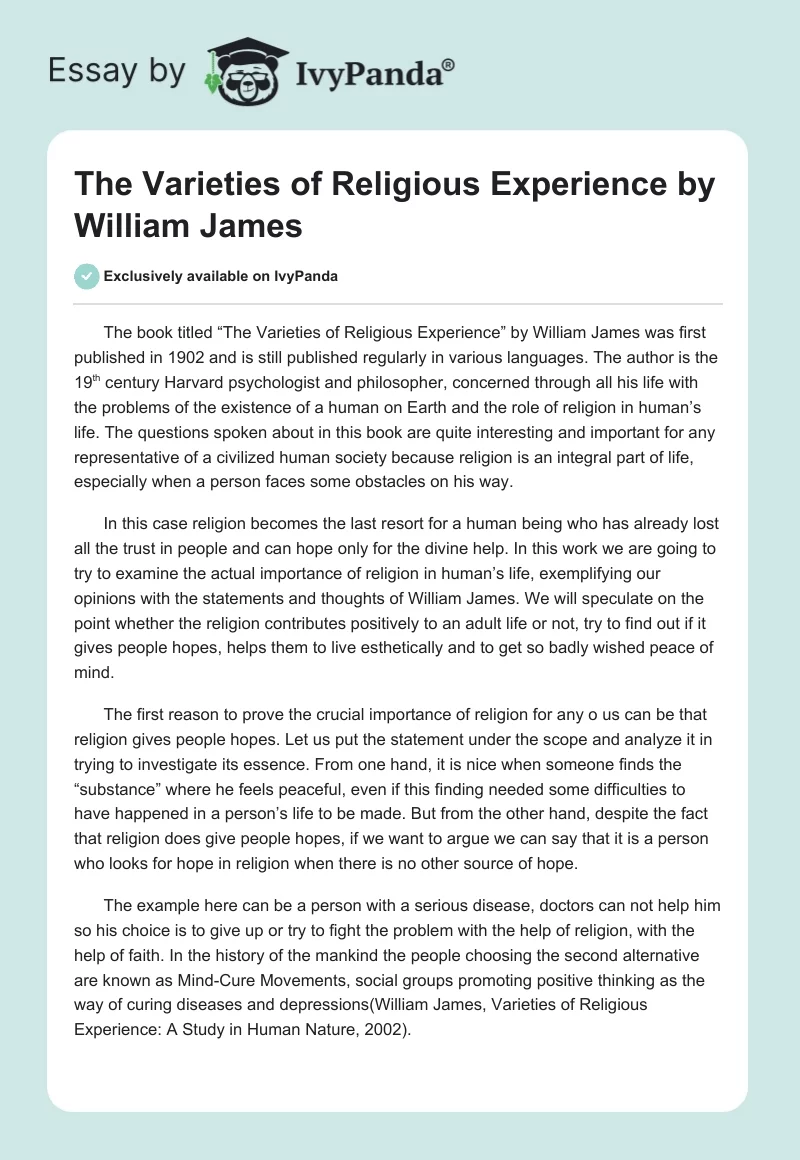 The Varieties of Religious Experience by William James. Page 1