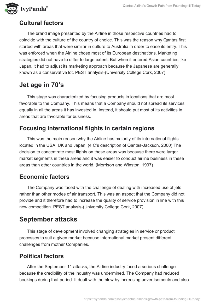 Qantas Airline's Growth Path From Founding Till Today. Page 3