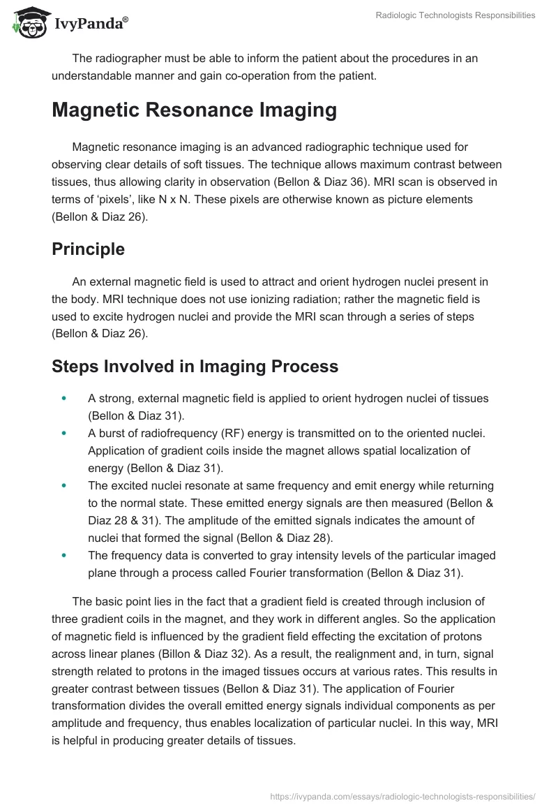 Radiologic Technologists Responsibilities. Page 3