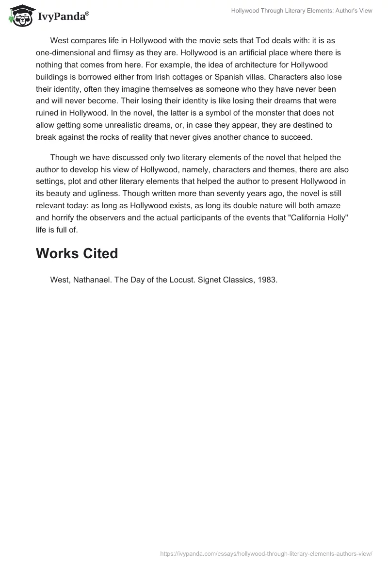Hollywood Through Literary Elements: Author's View. Page 3
