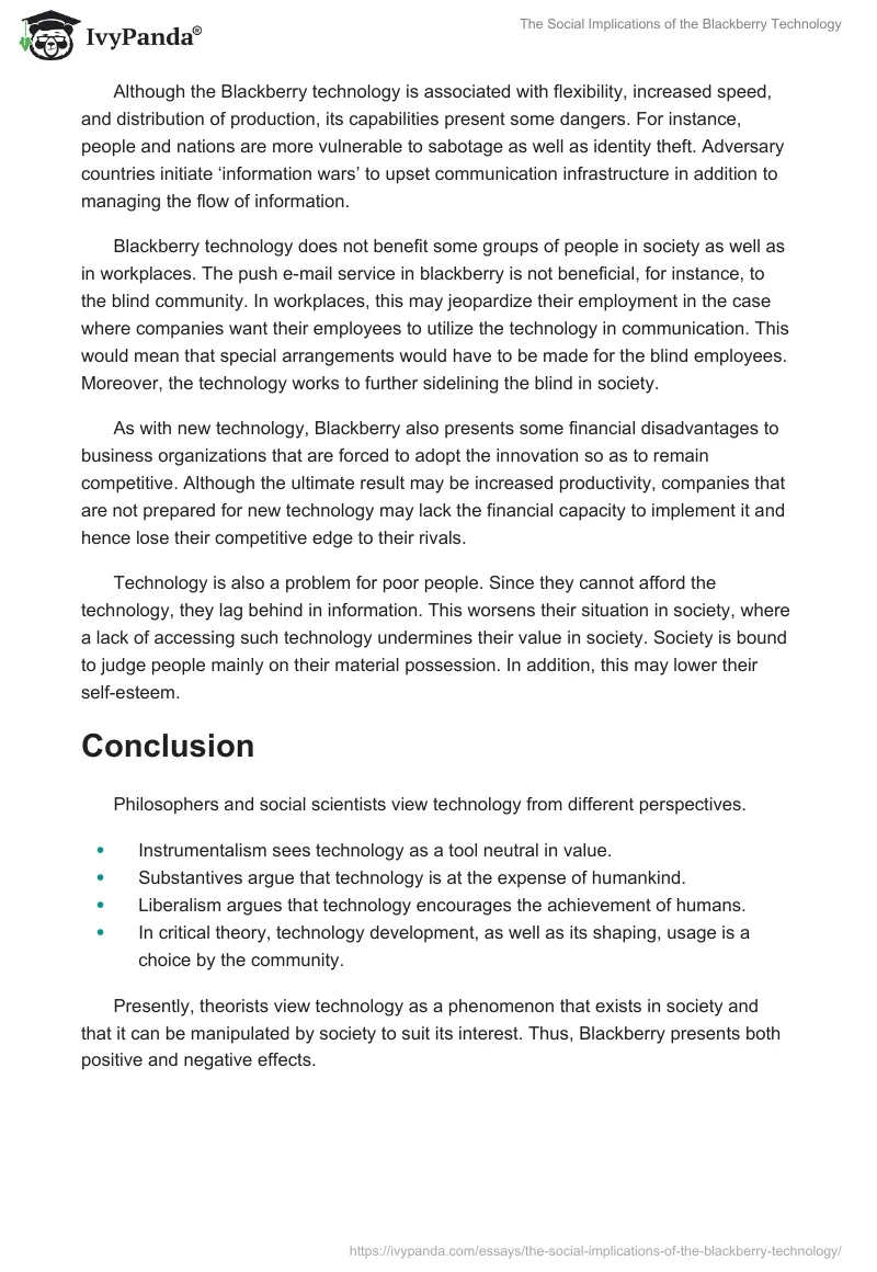 The Social Implications of the Blackberry Technology. Page 4