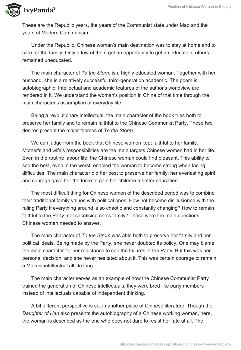 Position of Chinese Women in Society. Page 2