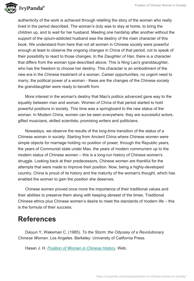 Position of Chinese Women in Society. Page 3