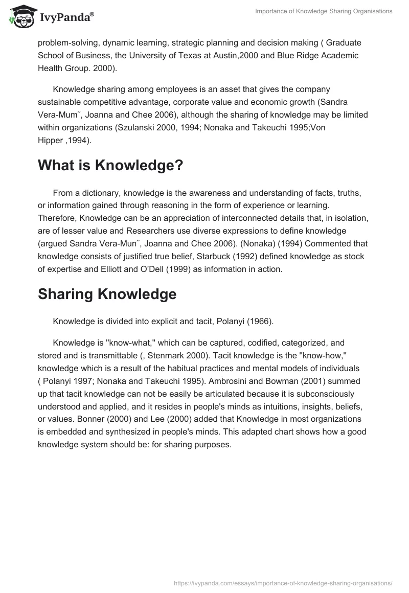 Importance of Knowledge Sharing Organisations. Page 2