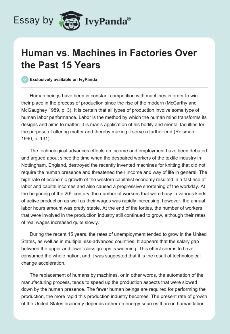 Human vs. Machines in Factories Over the Past 15 Years. Page 1