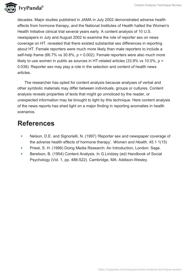 Content Analysis Technique Review. Page 2