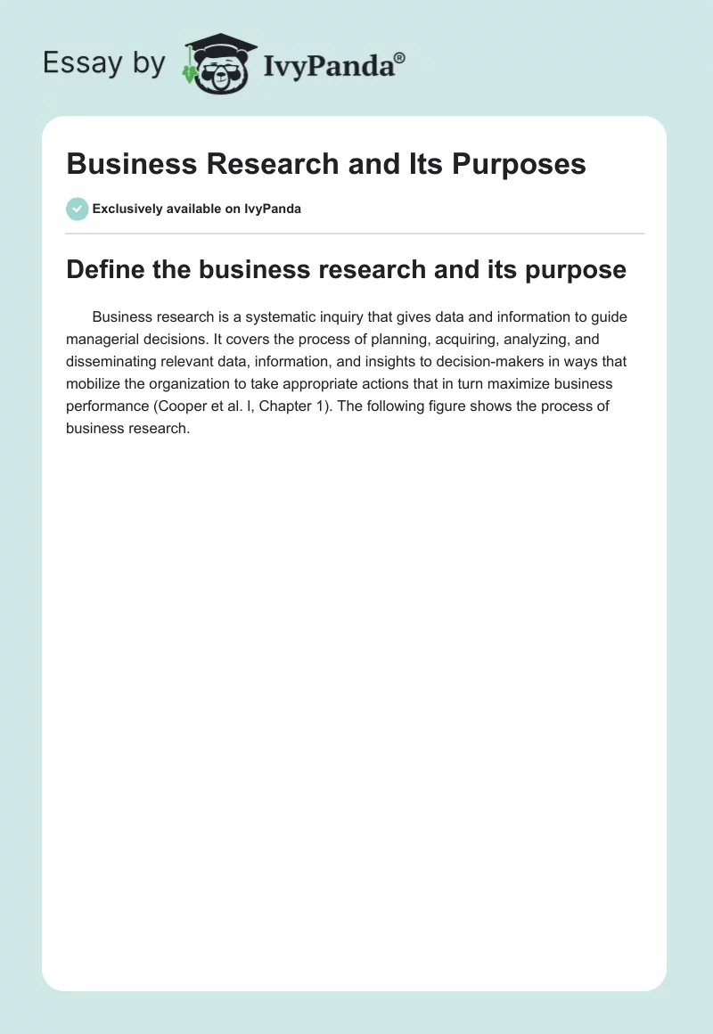 Business Research and Its Purposes. Page 1
