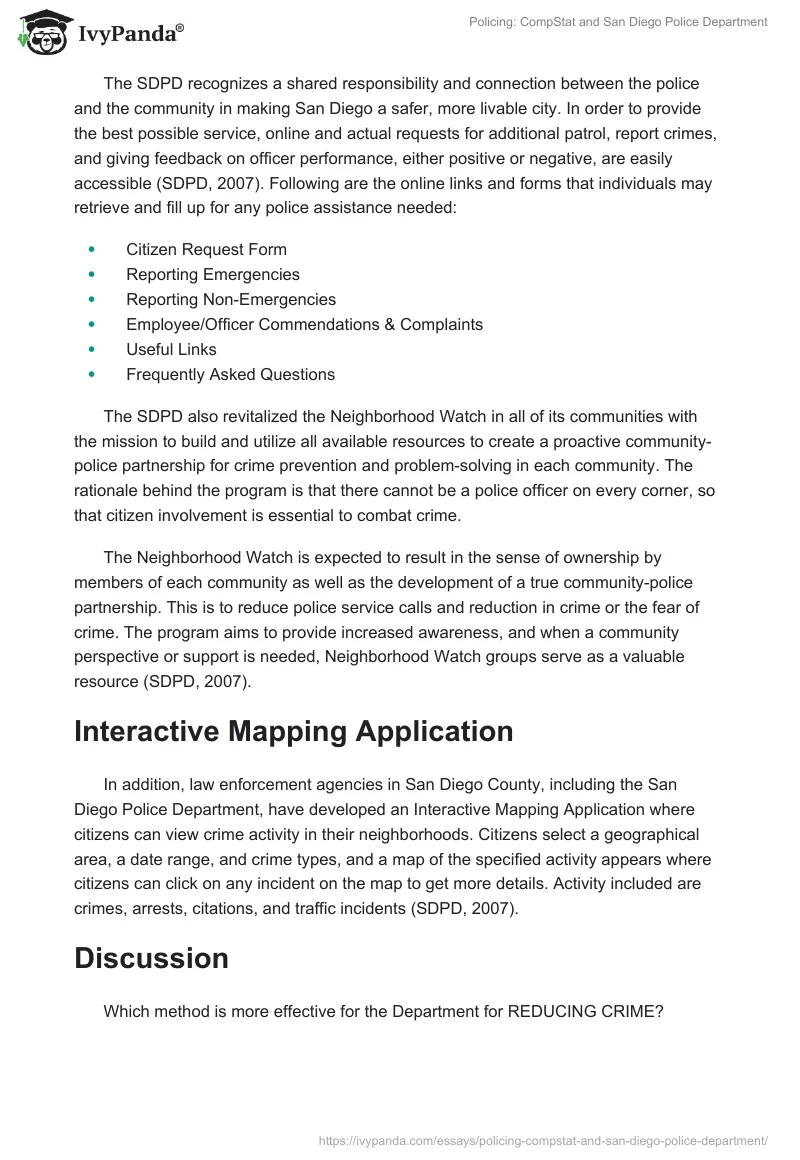 Policing: CompStat and San Diego Police Department. Page 4