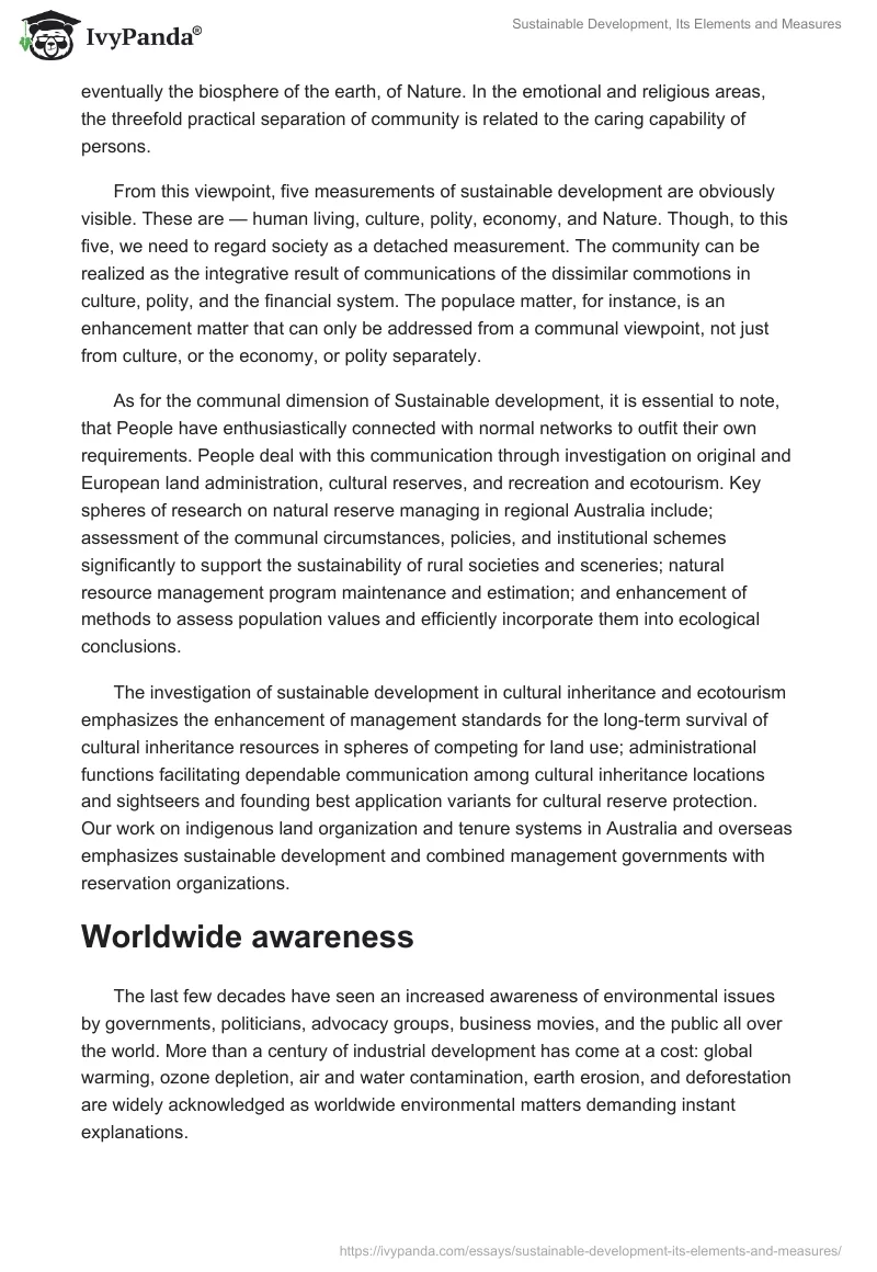 Sustainable Development, Its Elements and Measures. Page 2