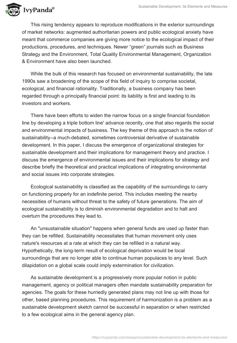 Sustainable Development, Its Elements and Measures. Page 3