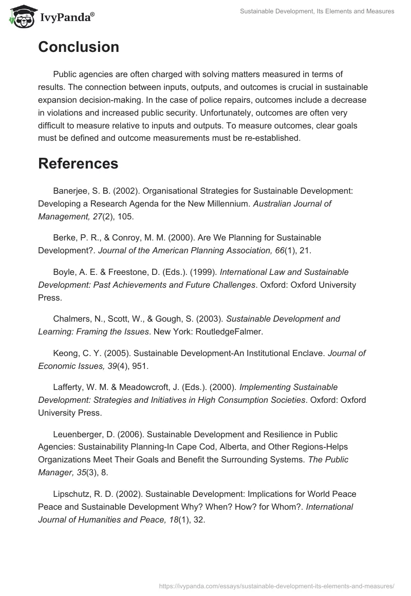 Sustainable Development, Its Elements and Measures. Page 5